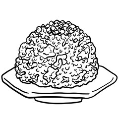 Simple and realistic fried rice line drawing