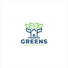Abstract House With Blooming Branch Company Logo Template