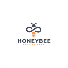 Creative Honeybee Infinity Shape Emblem Logo Template