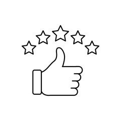 Customer Review and Rating Icon. Five Stars Feedback, Quality Line Symbol, Editable Vector..eps