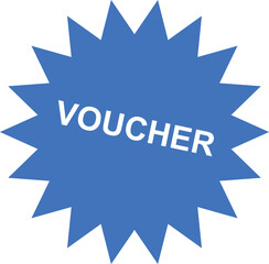 Voucher starburst promotion blue and white design for business offers