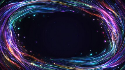 Colorful swirl of light creates a dreamy portal effect against a dark, speckled background