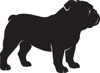 Bulldog Dog Silhouette Standing Vector Illustration Isolated on White Background

