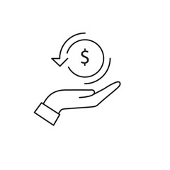 Fototapeta premium Cashback Icon. Return Money Rebate Symbol, Thin Line Editable Stroke Vector Illustration..eps