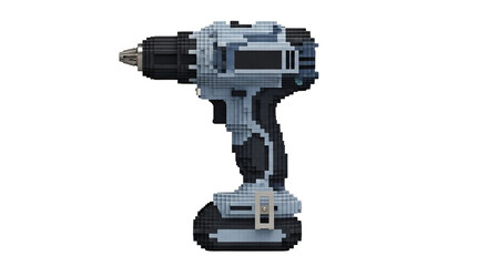 Naklejka premium A voxel art 3D model of a power drill