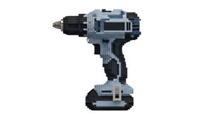 A voxel art 3D model of a power drill