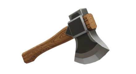 Axe with wooden handle and metal head