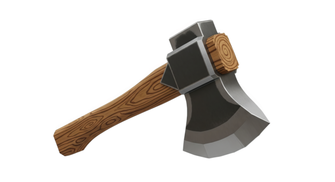 Axe with wooden handle and metal head