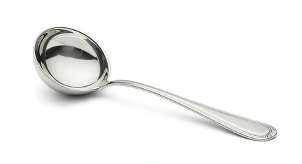 Shiny Stainless Steel Ladle Isolated on White Background.