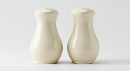 Two Classic Ceramic Salt and Pepper Shakers on a White Background.