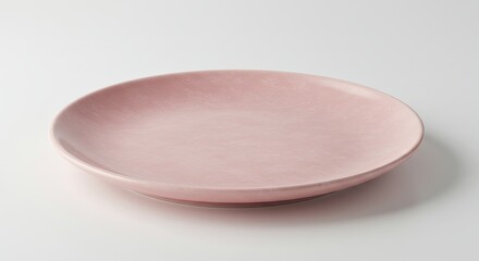 A Simple Pink Ceramic Plate on a White Background.