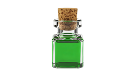 Potion bottle with green liquid and cork