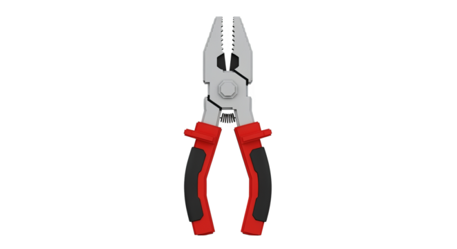 Pliers with red and black handles on a black background