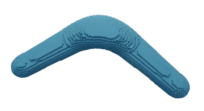 Voxel boomerang with chromatic aberration