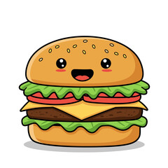Cute cartoon cheeseburger &ndash; fun and playful fast food illustration