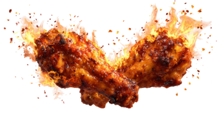 Fiery Chicken Wings Grilled Spicy Barbecue Style Restaurant Food Photography