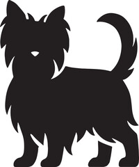 Fluffy Terrier Dog Silhouette – Black Vector Illustration