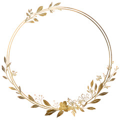 Obraz premium Gold Floral Circle Frame on Black Background