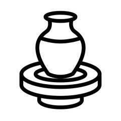 Pottery Wheel Line Icon of Sculpting Materials Icon Set
