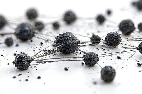 Abstract 3d Geometric Shapes With Black Spheres