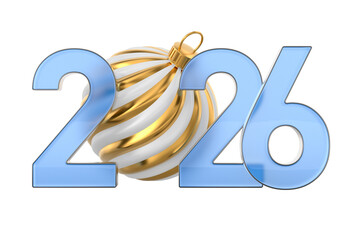 2026 new year on white background. Isolated 3D illustration
