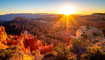 Desert canyon bright sunset