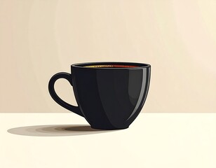 Black Coffee Cup on a Tabletop.