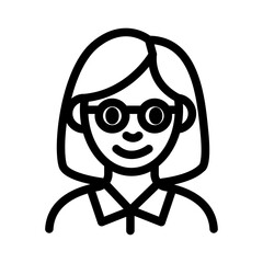 Female Character With Glasses Line Icon of Character Design Icon Set