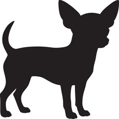 Silhouette of a Chihuahua Dog Standing Isolated on White Background
