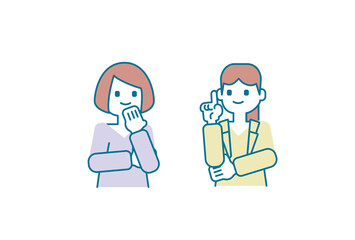 2人で会話をするビジネスウーマンのイラスト