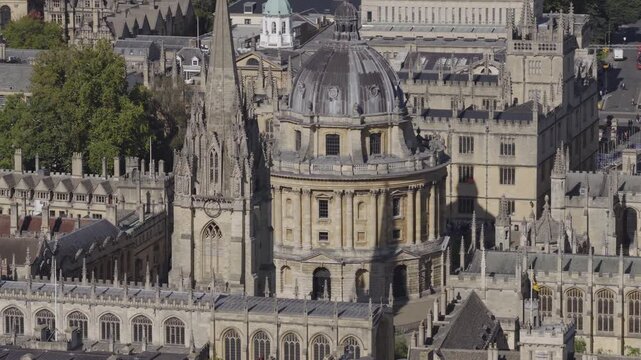 Aerial view of Radcliffe Camera Library in Oxford, United Kingdom. UK university and heritage concept