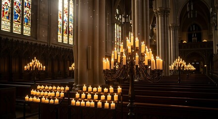 Obraz premium Candles in a Church Setting.