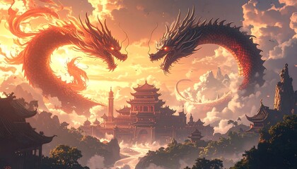 Dragons encircle temple gate