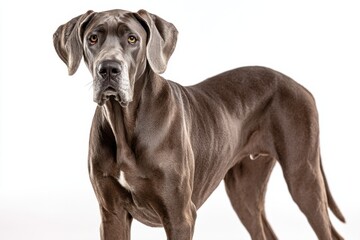 Elegant Great Dane Posing Against White Backdrop, Representing Pet Ownership and Animal Companionship : Generative AI