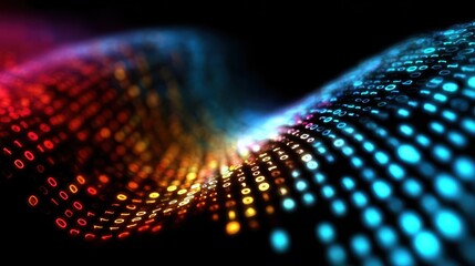 gradient technology background with soft waves and binary code stock photo