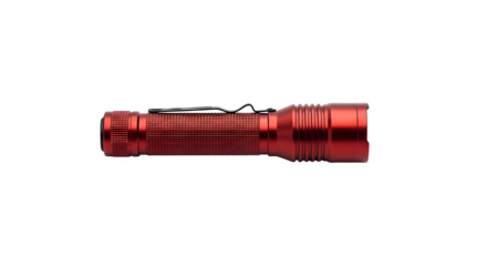 Red flashlight isolated on transparent background the compact and durable lighting tool is perfect for camping, emergencies, and everyday use