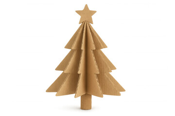 Cardboard christmas tree decoration with star, representing sustainable holiday crafting and eco-friendly design