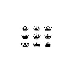 Golden royal crown icon isolated on white background, a luxurious symbol of king and queen silhouette vector 