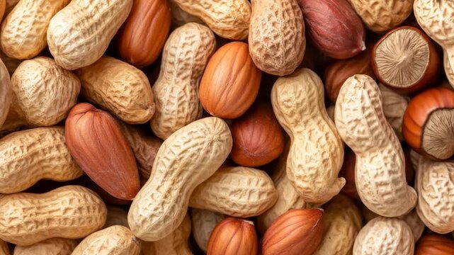 Peanut pile close up organic food ingredient background