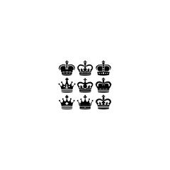 Naklejka premium Crown symbols. Set of black crown icons. Black crown sign collection. Big collection quality crowns. Crown icon set. Collection of crown silhouette. 