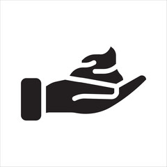 foam Cream on hand line icon, simple skin cleanser flat design vector pictogram, vector illustration