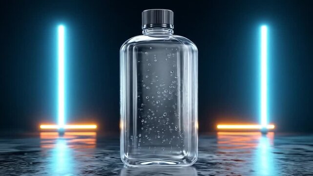 Transparent water bottle studio shot