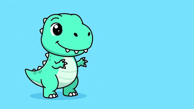 Adorable dinosaur character illustration smiling on blue background perfect for children's books and dinosaur themed projects