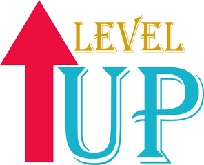 Level UP sign Icon. Design for logo, icon, game, business, achievement, level up, and celebrating. Level up text with modern ornament and silver gradient isolated on white background.