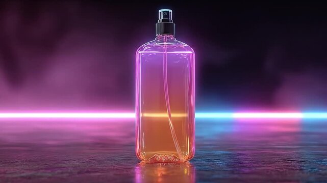 Cleaning spray bottle neon lighting