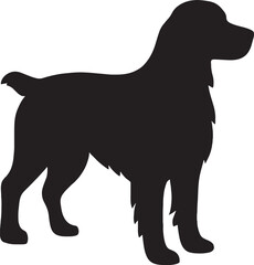 Retriever Dog Silhouette – Side View of Long-Haired Sporting Dog Isolated on White Background

