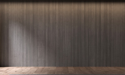 The moderrn cozy living room and empty wooden pattern wall background. 3d rendering