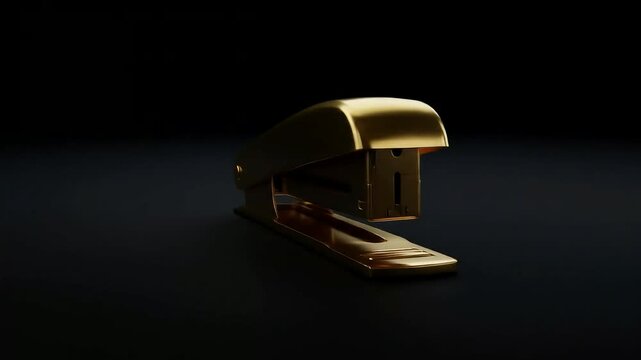 Gold stapler on black background