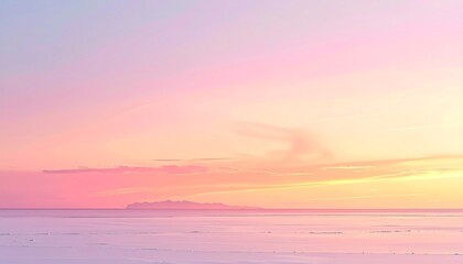 Flat horizon sunset scene