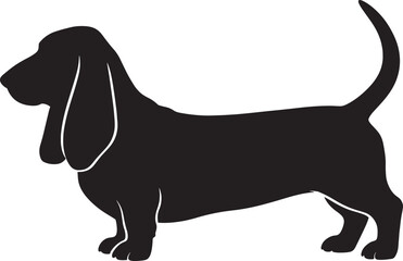 Dachshund Dog Silhouette – Long Body Side View Vector Illustration